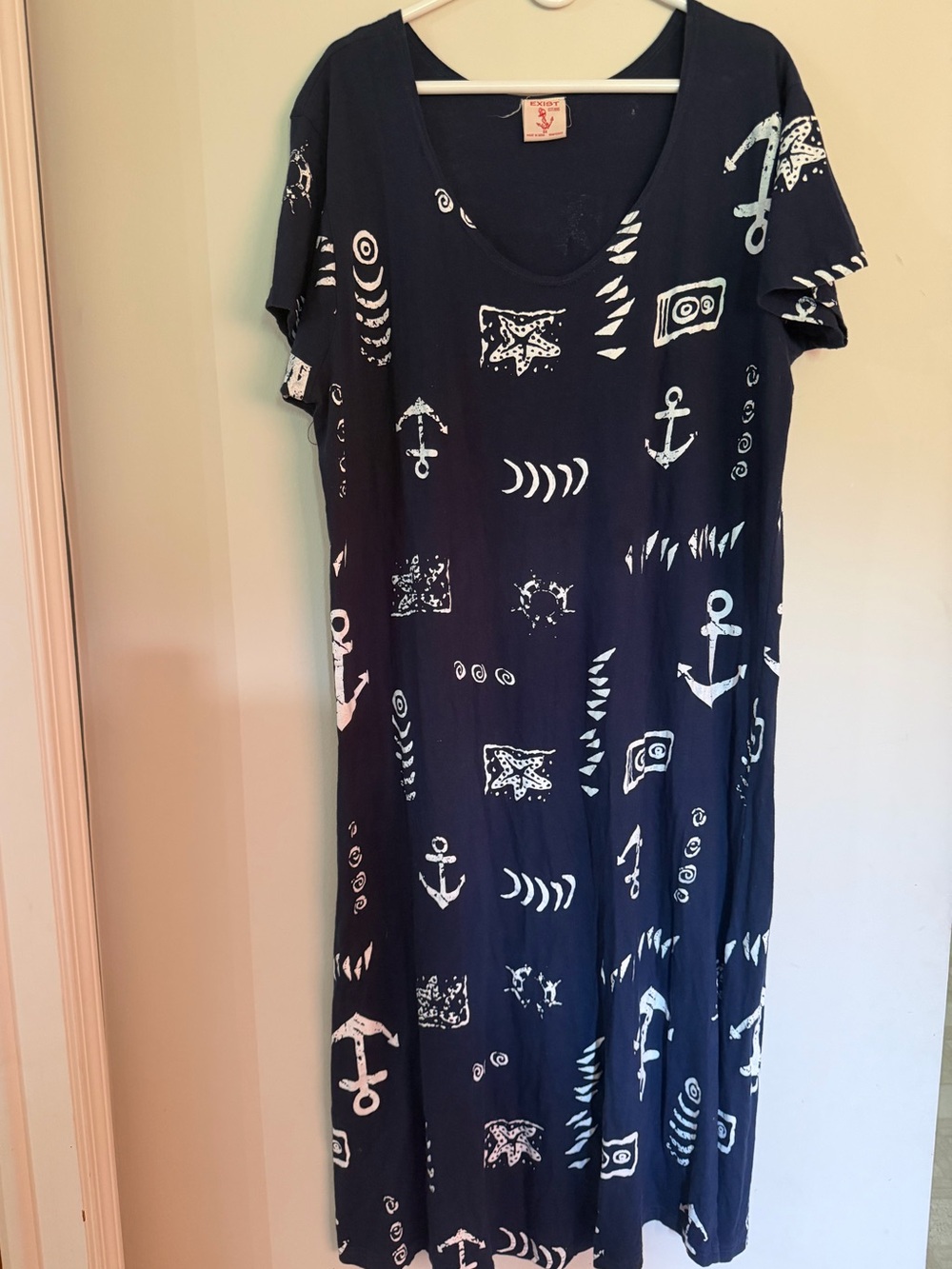 Exist Navy Nautical Print Short Sleeve Maxi Dress 3X